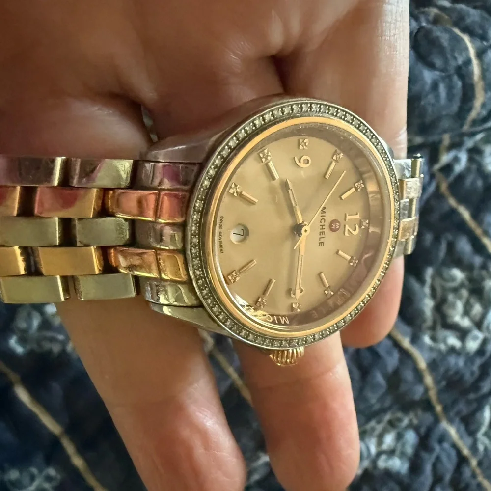 Michele Belmore Stainless and Rose Ladies Watch with Diamonds! - Picture 3 of 8